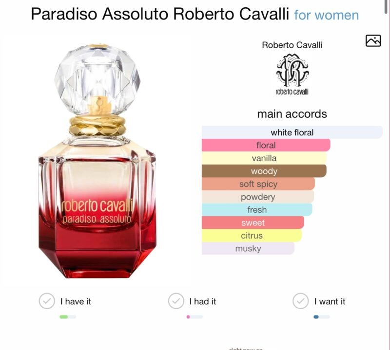 Roberto Cavalli Paradiso Assoluto for women 75ml