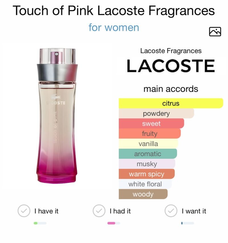 Lacoste touch of pink eau de toilette 90ml