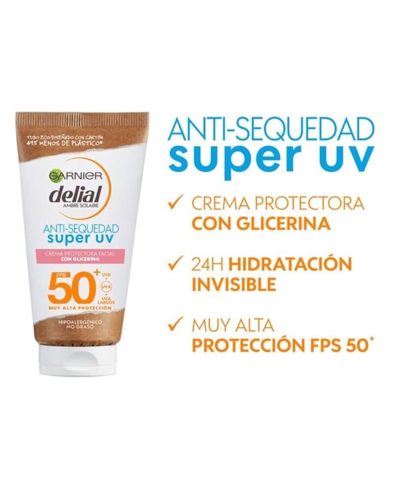 GARNIER DELIAL Crema Facial Solar Muy Alta Protección FPS50+ 50ml