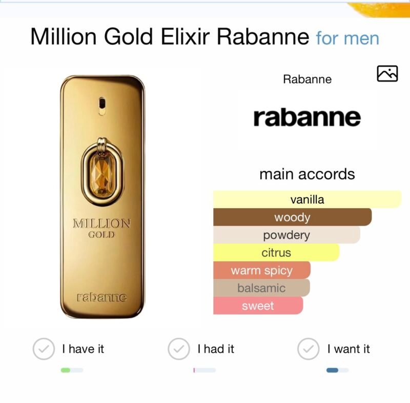Million gold elixir rabanne parfum intense 100 ml