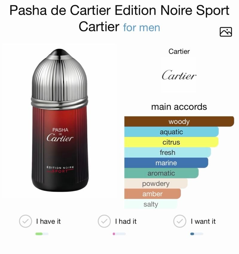 Cartier Pasha de cartier edition noire sport eau de toilette 100ml