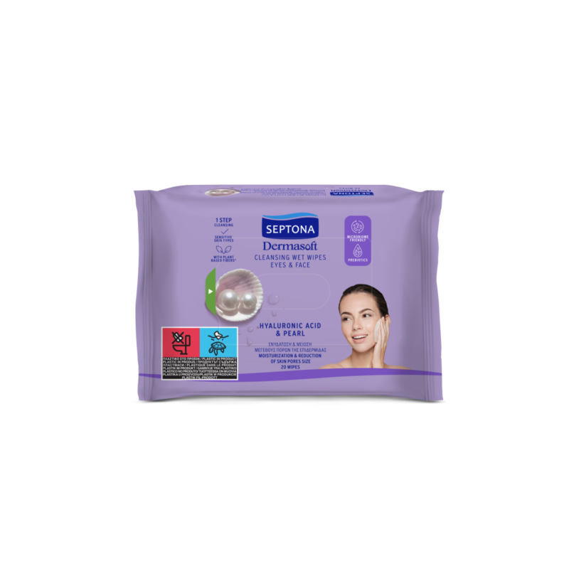 photo-output-1-216 Septona Dermasoft Cleansing Wet Wipes Eyes & Face Hyaluronic Acid & Pearl