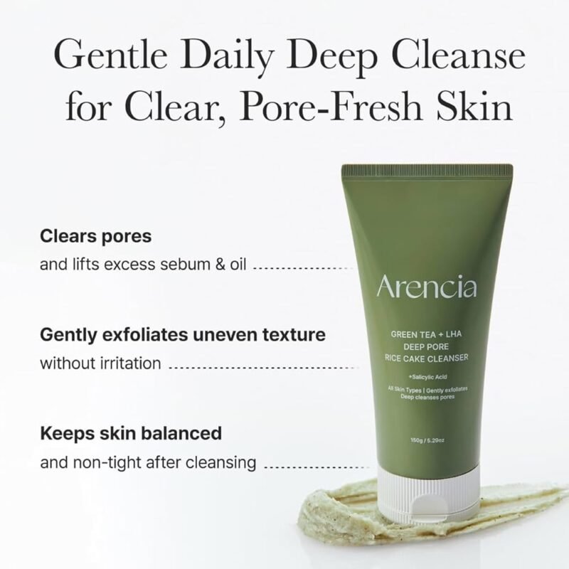 Arencia Green Tea + LHA Deep Pore Rice Cake Cleanser 150 ml