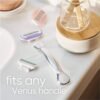 Gillette Venus Deluxe Smooth Platinum Women's Razor Metal Handle and 3 Blade Refills