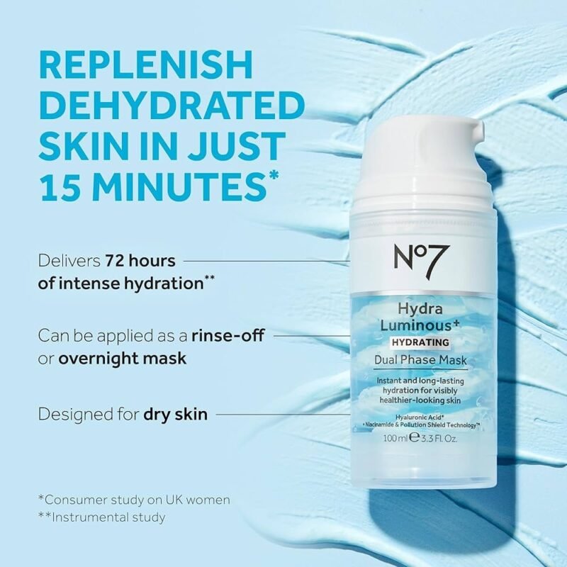 No7 HydraLuminous+ Hydrating Dual Phase Face Mask 100ml
