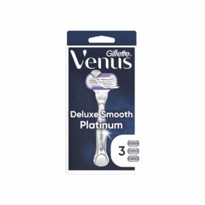 Gillette Venus Deluxe Smooth Platinum Women's Razor Metal Handle and 3 Blade Refills