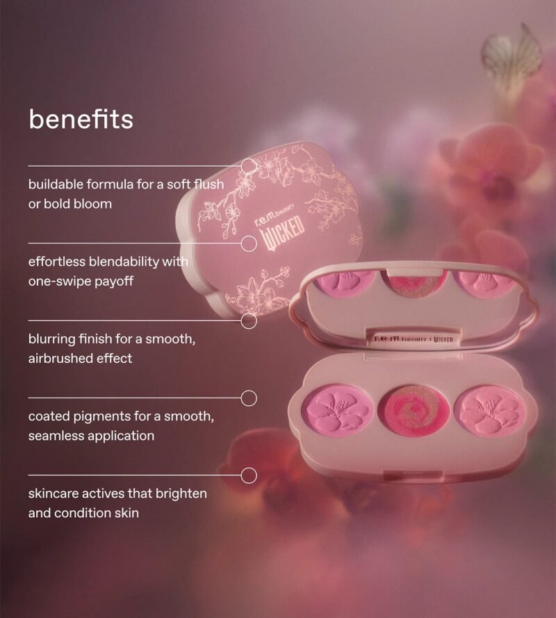 Rem beauty x wicked: for good cherry blossom blush palette_pink