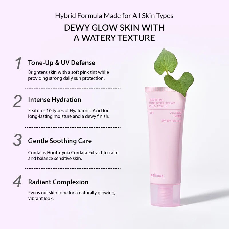 Celimax heart pink tone up sun cream spf50+ pa++++ 40ml 